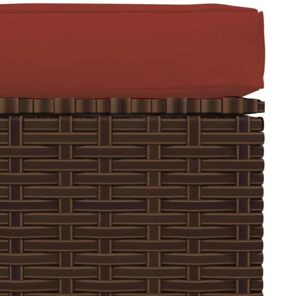 Fodskammel med hynde til haven 70x70x30 cm polyrattan brun - Fodskammel Til Haven - Fodskamler Til Haven - Home & Living