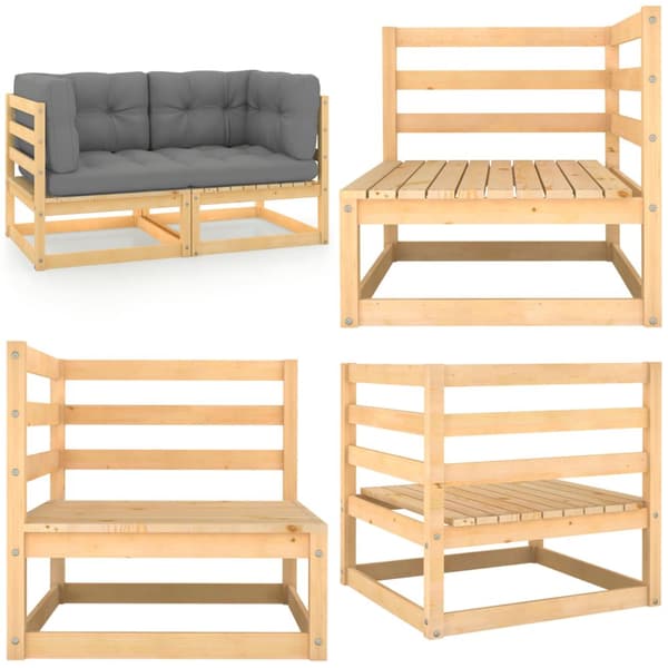 Trädgårdssoffa 2-sits med dynor massiv furu - 2-sits Soffa - 2-sits Soffor - Home & Living