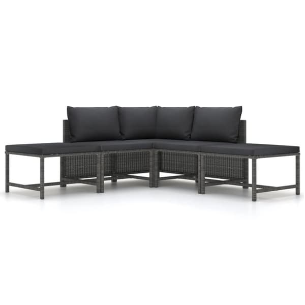 Sofasæt 5 dele med hynder polyrattan grå - Havesofasæt - Havesofa - Home & Living