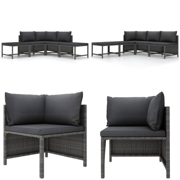 Sofasæt 5 dele med hynder polyrattan grå - Havesofasæt - Havesofa - Home & Living