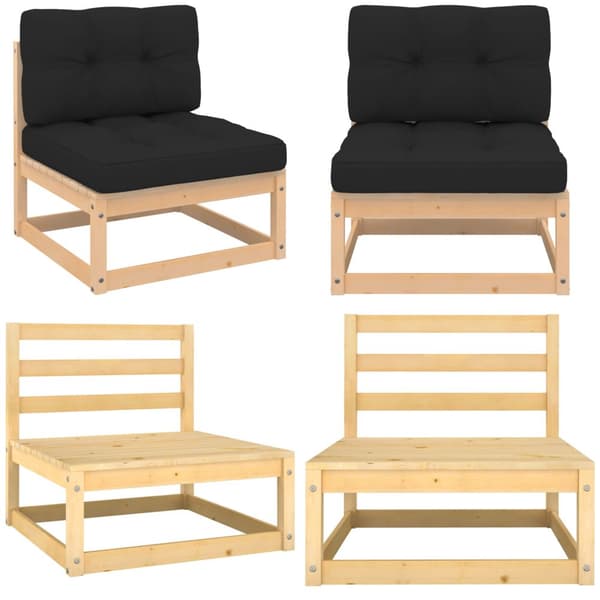 Midterdel til havesofa med hynder massivt fyrretræ - Midterdel Til Havesofa - Midterdele Til Havesofaer - Home & Living