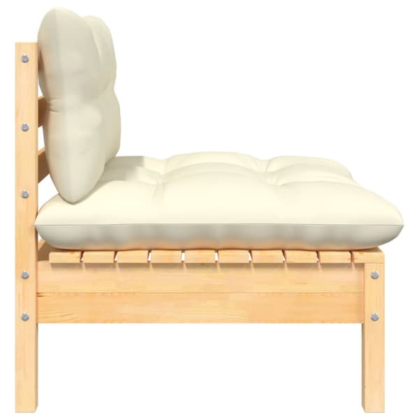 Midtermodul til havesofa cremefarvede hynder massivt fyrretræ - Midterdel Til Havesofa - Midterdele Til Havesofa - Home & Living
