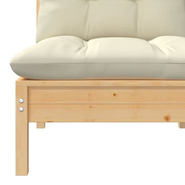 Midtermodul til havesofa cremefarvede hynder massivt fyrretræ - Midterdel Til Havesofa - Midterdele Til Havesofa - Home & Living