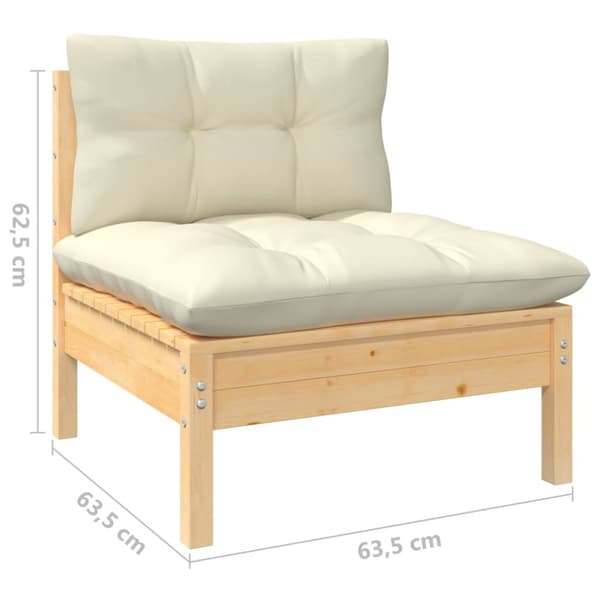 Midtermodul til havesofa cremefarvede hynder massivt fyrretræ - Midterdel Til Havesofa - Midterdele Til Havesofa - Home & Living
