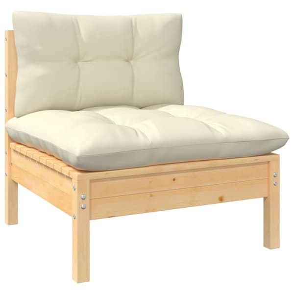 Midtermodul til havesofa cremefarvede hynder massivt fyrretræ - Midterdel Til Havesofa - Midterdele Til Havesofa - Home & Living