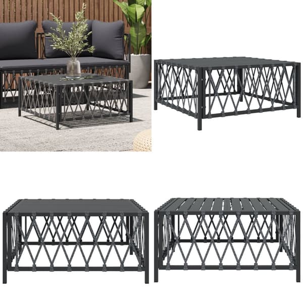Puutarhapöytä antrasiitti 70x70x34 cm kudottu kangas - Puutarhapöytä - Sohvapöytä Ulos - Home & Living