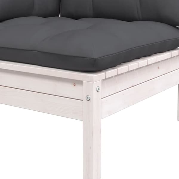 Hjørnedel til havesofa med hynder massivt fyrretræ hvid - Hjørnesofa - Hjørnesofaer - Home & Living