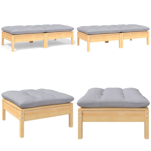 2-personers havesofa med grå hynder massivt fyrretræ - 2-personers Havesofa - 2-personers Havesofaer - Home & Living