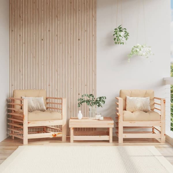 Havestole med hynder 2 stk. Massivt fyrretræ - Havestol - Havestole - Home & Living