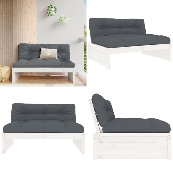 Midtermodul til sofa 120x80 cm massivt fyrretræ hvid - Midtermodul Til Havesofa - Midtermoduler Til Havesofa - Home & Living