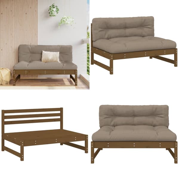 Midtermodul til sofa 120x80 cm massivt fyrretræ honningbrun - Midtermodul Til Havesofa - Midtermoduler Til Havesofa - Home & Living