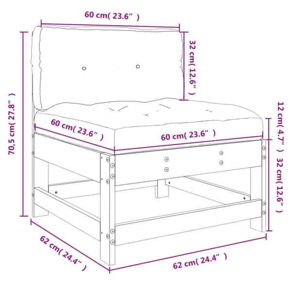 Midtermodul med hynder massivt douglasgran - Midtermodul Til Havesofa - Midtermoduler Til Havesofa - Home & Living