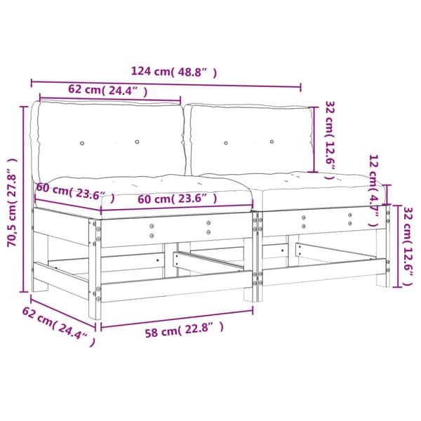 Mittensoffor med dynor 2 st massiv furu - Mittensoffa - Mittensoffor - Home & Living