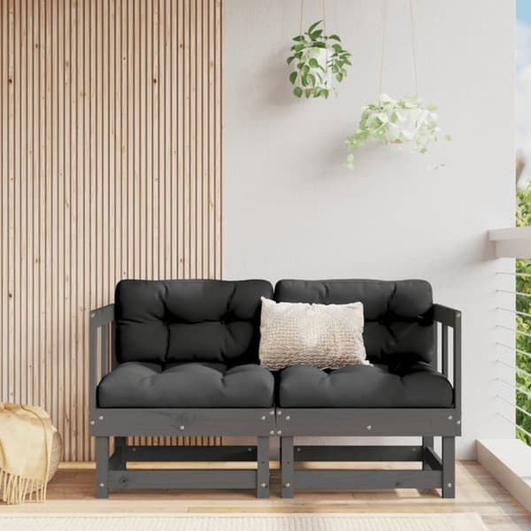 Kulmasohvat tyynyillä 2 kpl harmaa täysi mänty - Kulmasohva - Kulmasohvat - Home & Living