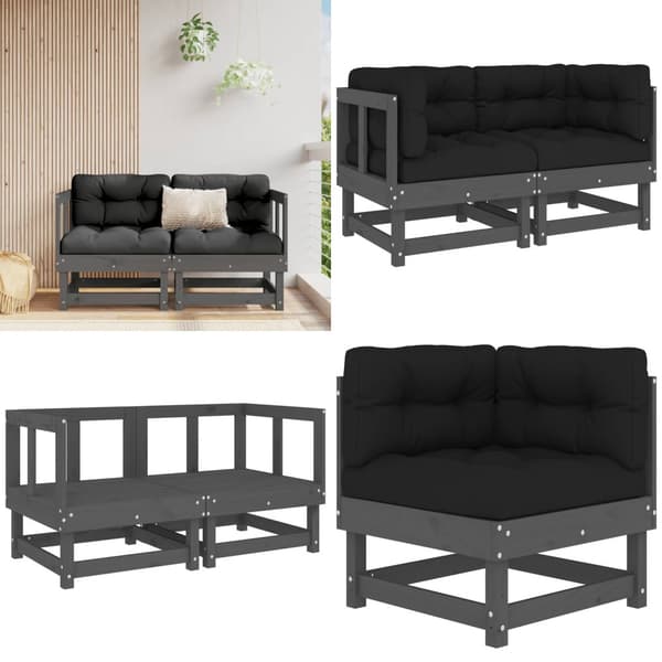 Kulmasohvat tyynyillä 2 kpl harmaa täysi mänty - Kulmasohva - Kulmasohvat - Home & Living