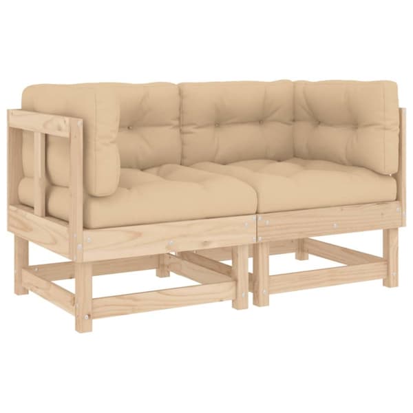 Hjørnemoduler til havesofa 2 stk. Med hynder massivt fyrretræ - Hjørnemodul - Hjørnemoduler - Home & Living