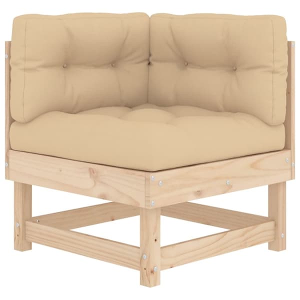 Hjørnemoduler til havesofa 2 stk. Med hynder massivt fyrretræ - Hjørnemodul - Hjørnemoduler - Home & Living