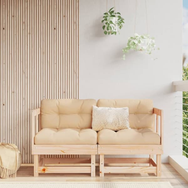 Hjørnemoduler til havesofa 2 stk. Med hynder massivt fyrretræ - Hjørnemodul - Hjørnemoduler - Home & Living