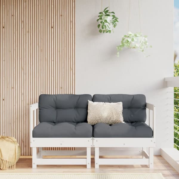Kulmasohvat tyynyillä 2 kpl valkoinen täysi mänty - Kulmasohva - Kulmasohvat - Home & Living