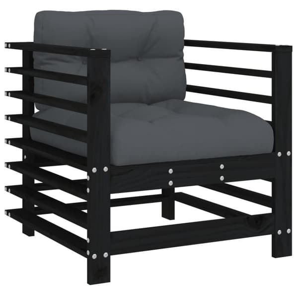 Havestole med hynder 2 stk. Massivt fyrretræ sort - Havestol - Havestole - Home & Living