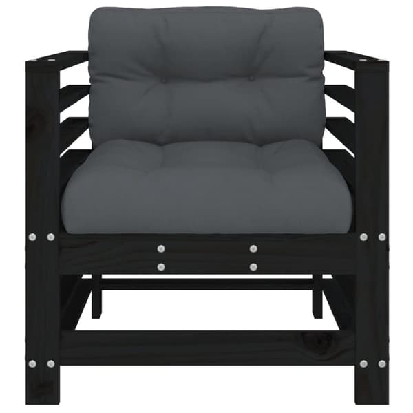 Havestole med hynder 2 stk. Massivt fyrretræ sort - Havestol - Havestole - Home & Living