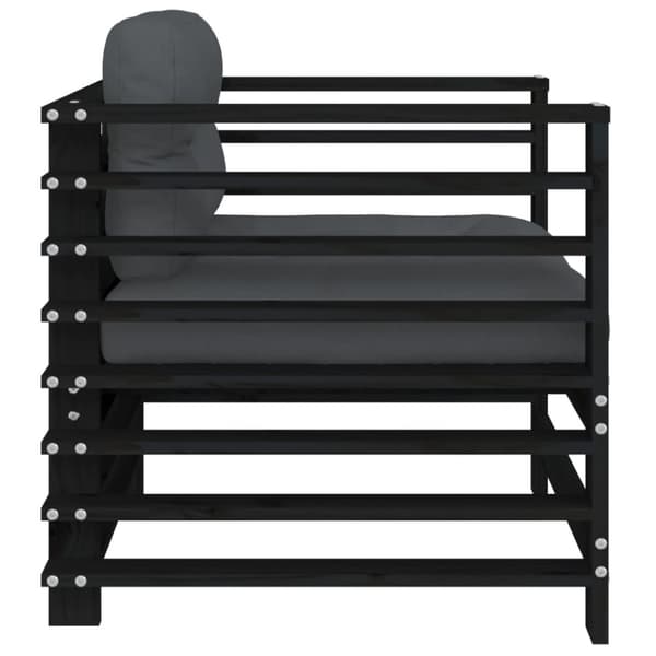Havestole med hynder 2 stk. Massivt fyrretræ sort - Havestol - Havestole - Home & Living