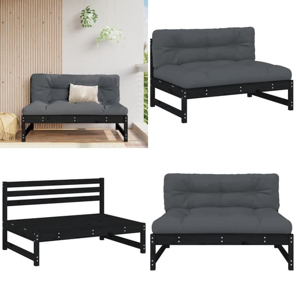 Keskisohva musta 120x80 cm täysi mänty - Keskisohva - Keskisohvat - Home & Living