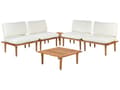 Miniatyrbild 1 av 11: Trädgårdssoffgrupp Off-White Dynor Certifierat Akaciaträ Modern Utomhus 4-sits Fåtöljer 1 Bord