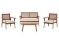 Miniatyrbild 1 av 11: Trädgårdssoffgrupp Ljust Certifierat Akaciaträ Ljusbeige Dynor 4-sits Modern Design Utomhus Samtalsgrupp