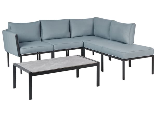 Loungegrupp med 2 Fåtöljer och Soffa Mörkgrå Stål 5-sits med Dynor Modern Design Trädgård Uteplats
