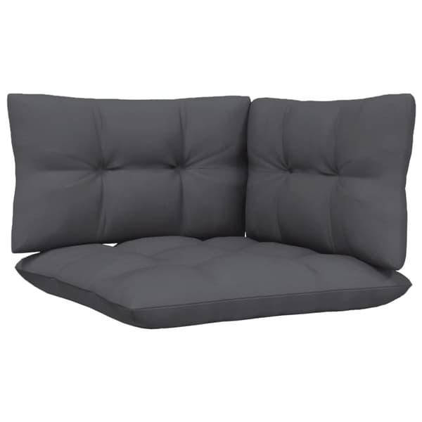 Loungegrupp med grå dynor 3 delar massiv furu