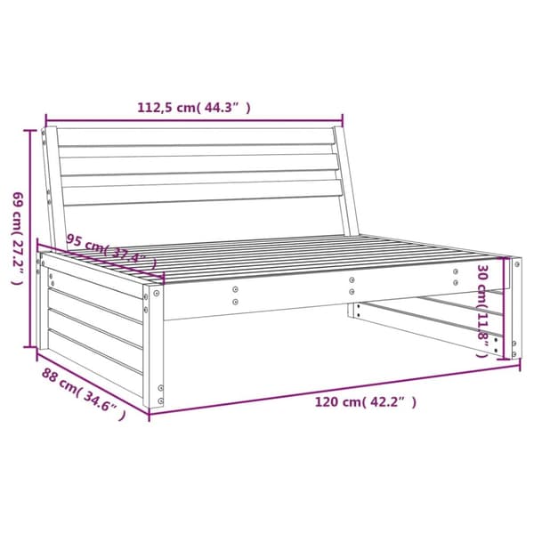 Mittensoffa 120x80 cm massivt douglasträ