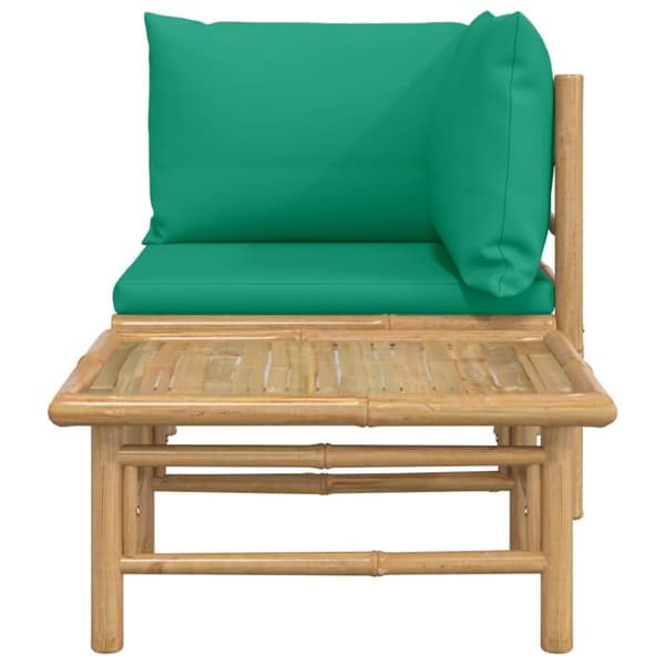 Loungegrupp för trädgården 2 delar gröna dynor bambu