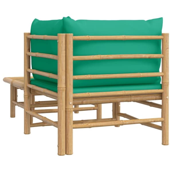 Loungegrupp för trädgården 2 delar gröna dynor bambu