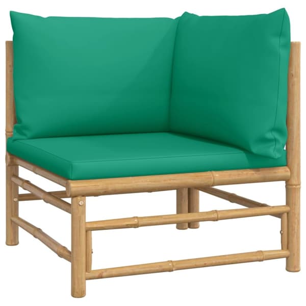 Loungegrupp för trädgården 2 delar gröna dynor bambu