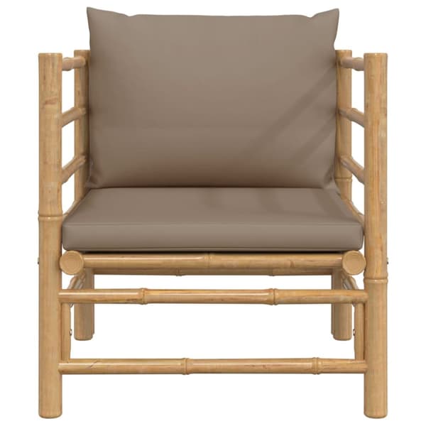 Soffa för trädgården med taupe dynor bambu