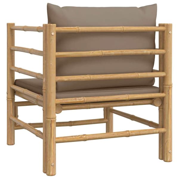 Soffa för trädgården med taupe dynor bambu