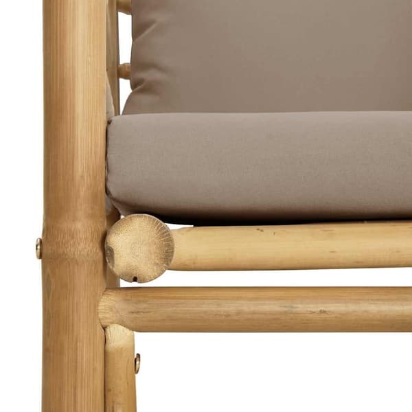 Soffa för trädgården med taupe dynor bambu