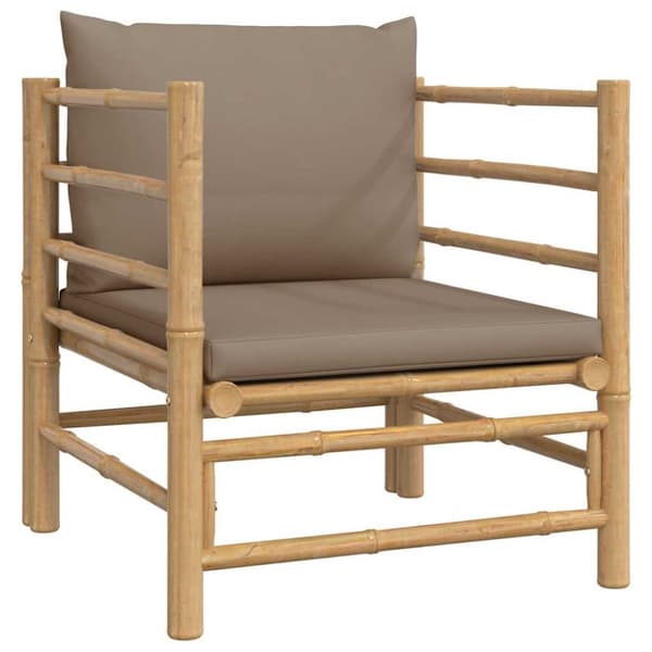 Soffa för trädgården med taupe dynor bambu