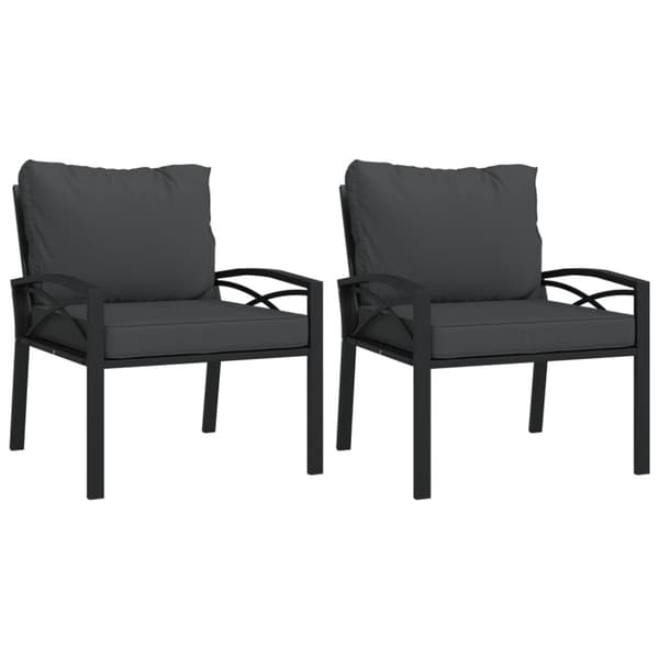 Trädgårdsstol med grå dynor 68x76x79 cm stål