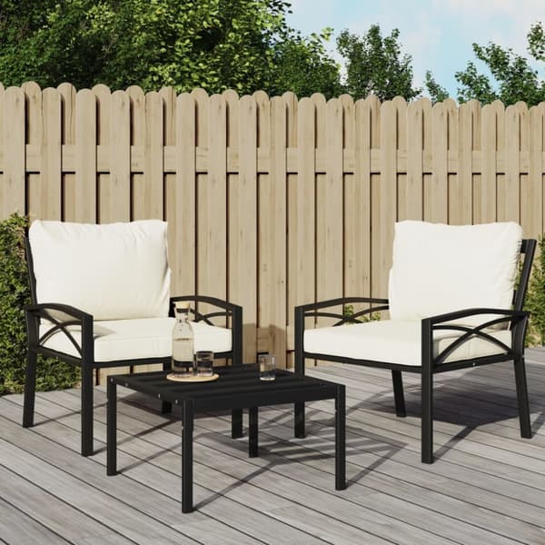Trädgårdsstol med sandfärgade dynor 68x76x79 cm stål