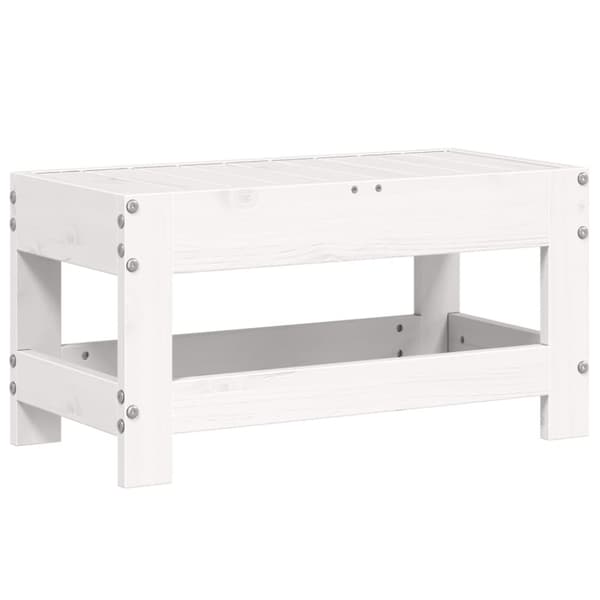 Fotpall för trädgården vit 62x30x32 cm massiv furu