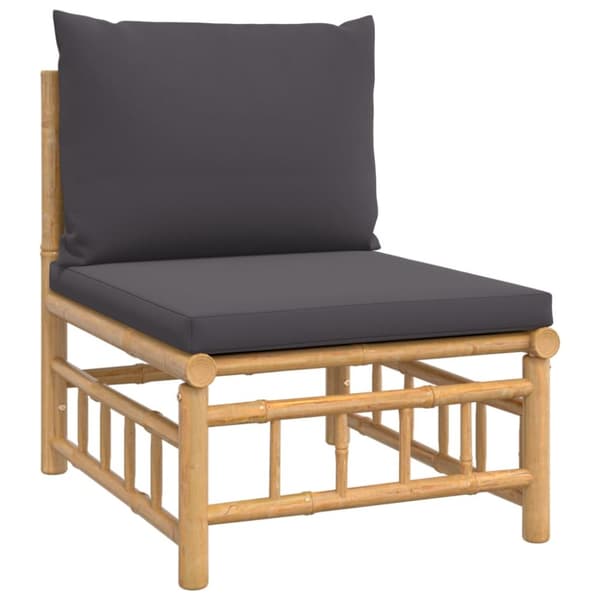 Soffa mittdel med mörkgråa dynor bambu