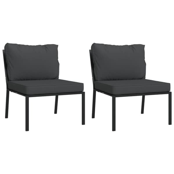 Trädgårdsstolar med grå dynor 2 st 60x74x79 cm stål