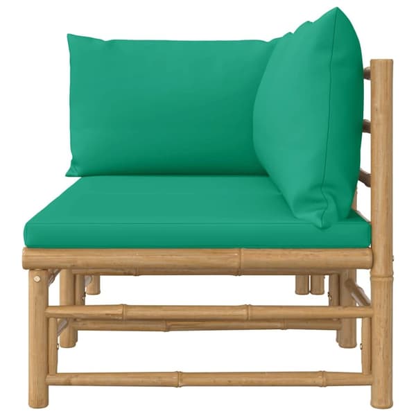 Loungegrupp för trädgården 2 delar gröna dynor bambu