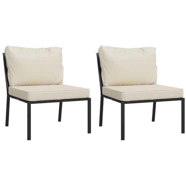 Trädgårdsstolar med sandfärgade dynor 2 st 60x74x79 cm stål