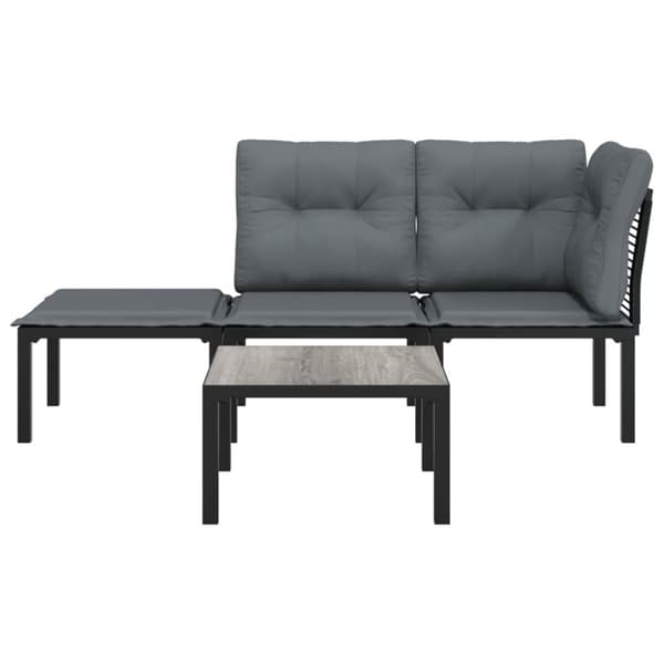 Loungegrupp 4 delar svart och grå konstrotting