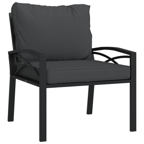 Trädgårdsstol med grå dynor 68x76x79 cm stål