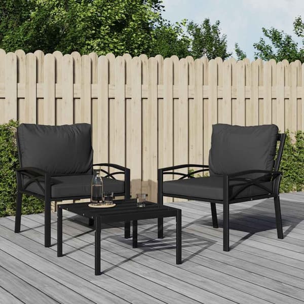 Trädgårdsstol med grå dynor 68x76x79 cm stål