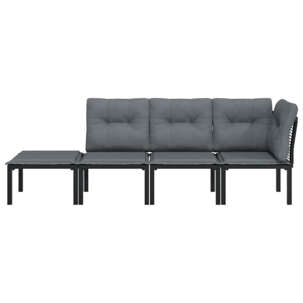 Loungegrupp 4 delar svart och grå konstrotting